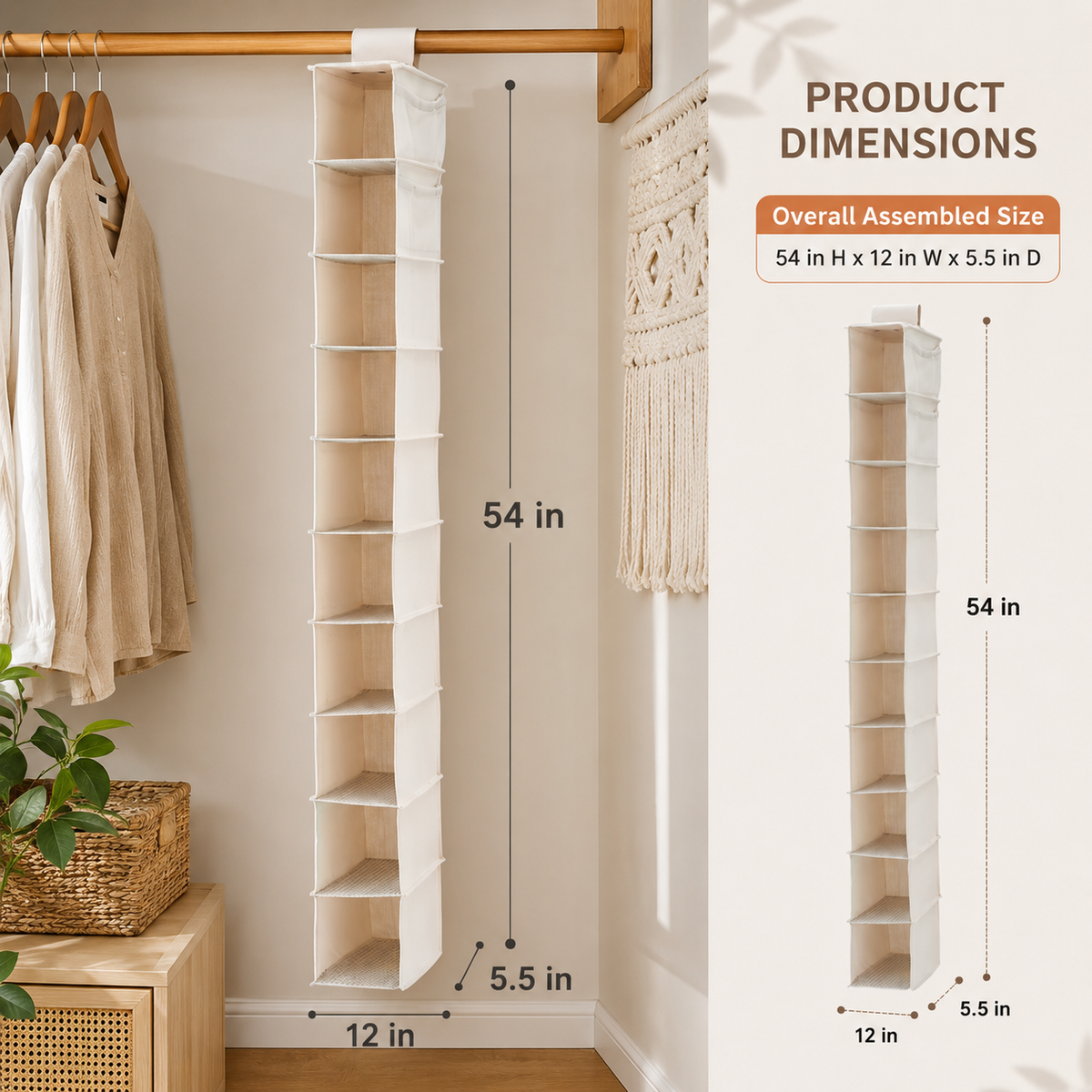 10-Shelf Hanging Closet Organizer
