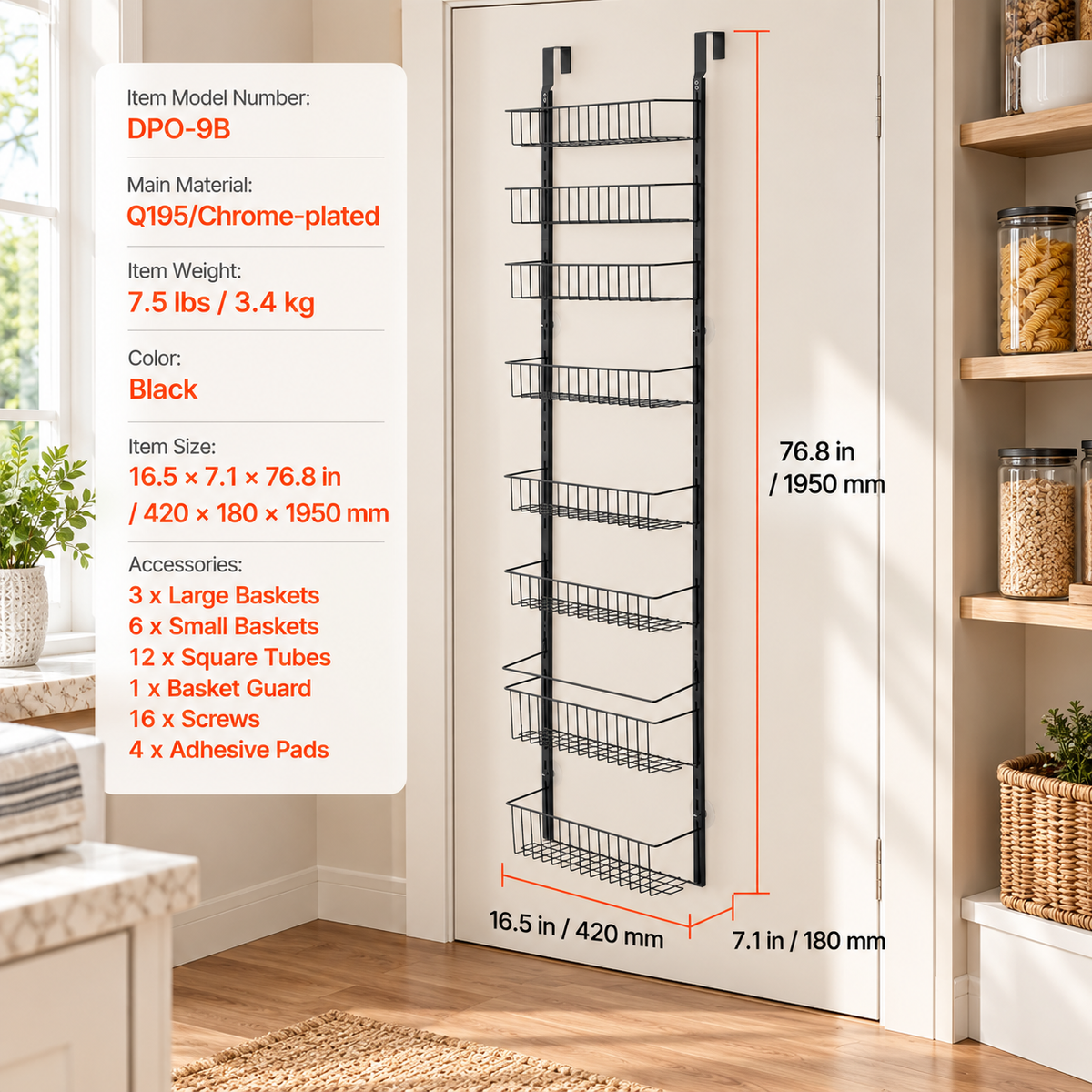 9-Tier Door-Mounted Pantry Organizer